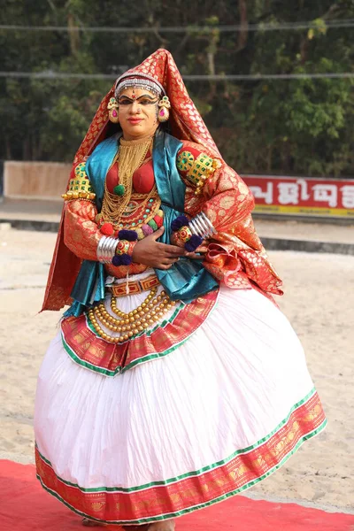 Kerala Traditional Folk Dancer India 25Th April 2021 — Stock Photo, Image