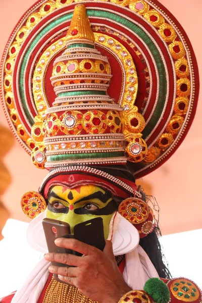 Kerala Ballerino Folkloristico Tradizionale India Aprile 2021 — Foto Stock