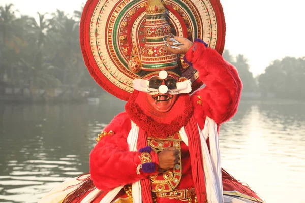 Kerala Traditional Folk Dancer India Квітня 2021 — стокове фото