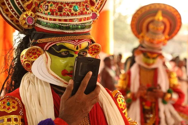 Geleneksel Halk Dansçısı Kerala Hindistan — Stok fotoğraf