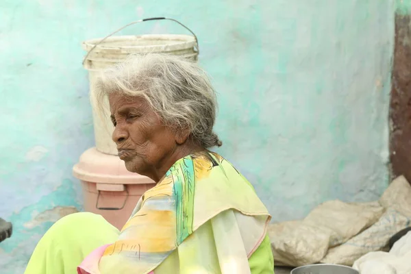 Indische Alte Frauen Hause Hyderabad Indien April 2021 — Stockfoto