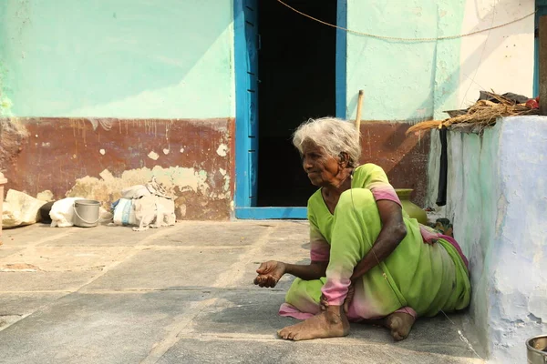 Indische Alte Frauen Hause Hyderabad Indien April 2021 — Stockfoto