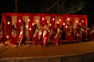 Hintli Dansçılar Hyderabad kılığında Hindistan 25 Mart 2021