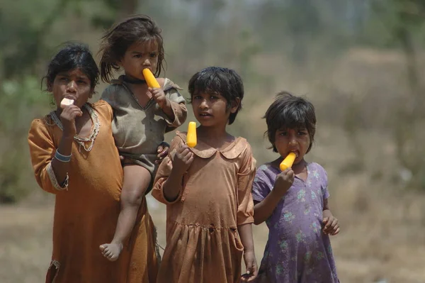 Pobres Crianças Rajasthan Índia Abril 2021 — Fotografia de Stock