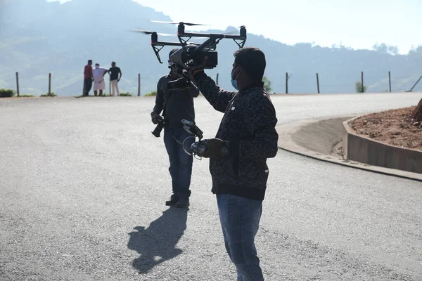 Luchtdrone Met Een Actiecamera — Stockfoto