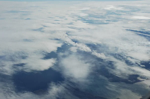 Vista Aérea Nuvens Através Janela Voo — Fotografia de Stock