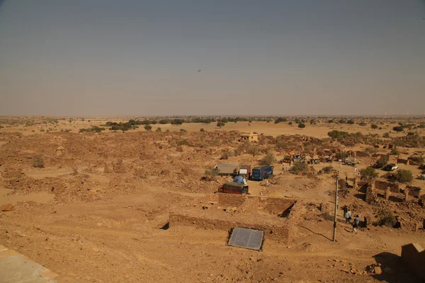 People working in Desert — Stock Photo, Image