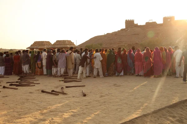 Köy yoksul insanların Disert Rajasthan Hindistan — Stok fotoğraf