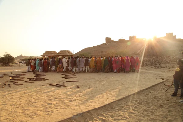 Armen van het dorp in Disert Rajasthan, India — Stockfoto