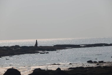 Sahilde Yalnız Kadın 'ın Silueti