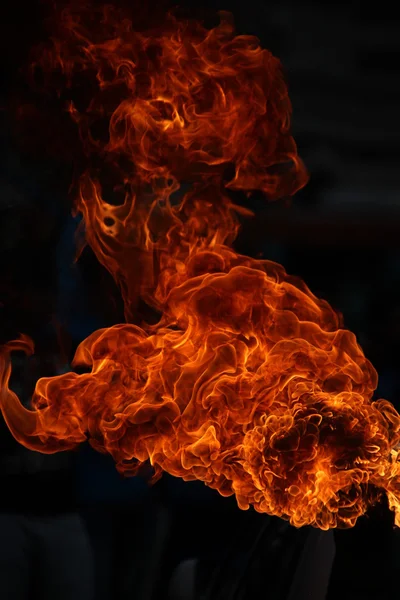 Tűz láng elszigetelt fekete háttér — Stock Fotó
