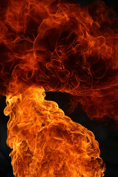 Fire flame isolated on black background — Stock Photo, Image