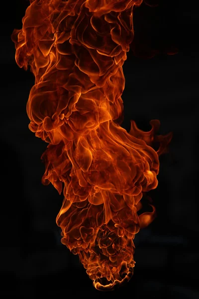 Fire flame isolated on black background — Stock Photo, Image