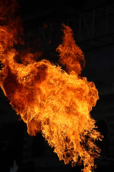Fire flame isolated on black background — Stock Photo, Image
