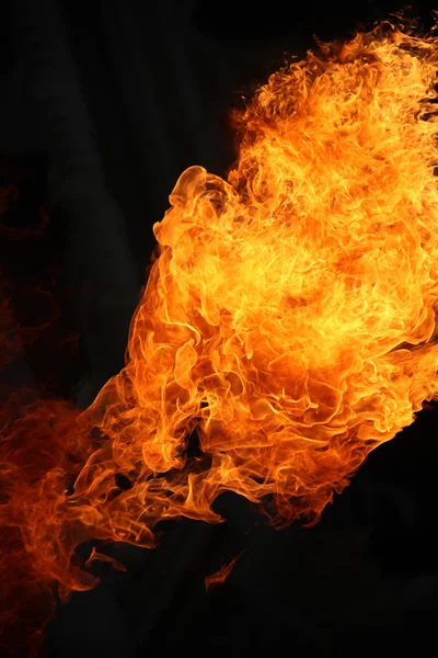 Fire flame isolated on black background — Stock Photo, Image