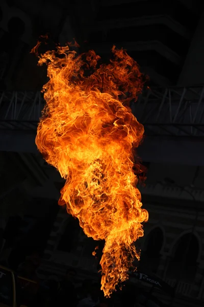 Fire flame isolated on black background — Stock Photo, Image