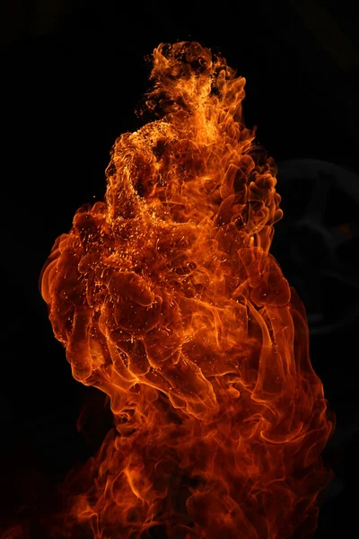 Fire flame isolated on black background — Stock Photo, Image