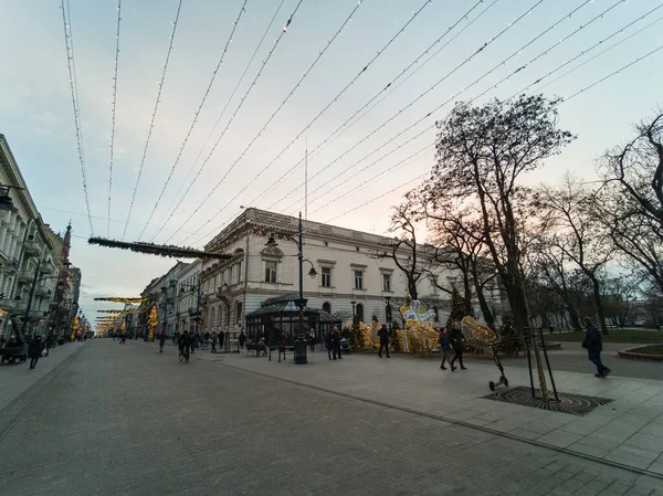 Lodz Şehir Merkezi Piotrkowska Caddesi Polonya — Stok fotoğraf