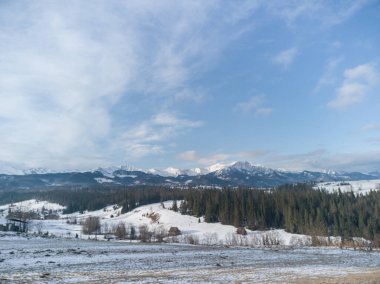 Murzasichle 'den Tatra Dağları' nda Kış Panoraması - Polonya