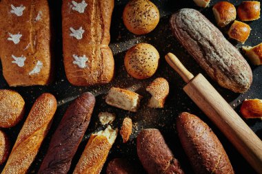 Ekmek deseni. Ekmek çeşitleri: baget, çörek, somun, koyu ve açık ekmek.