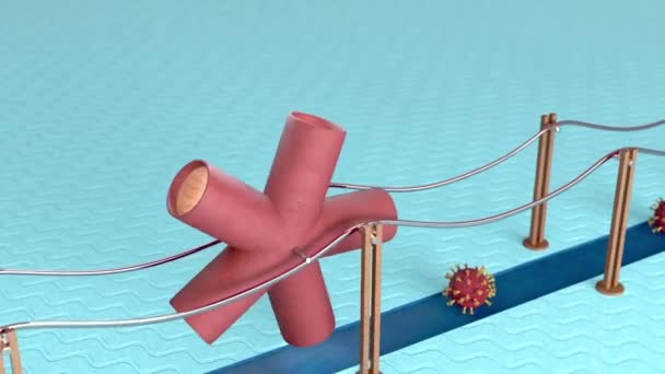 Producción de medicamentos y vacunas contra el virus. Medicina contra el Coronavirus. Victoria sobre covid 19.Animación 3D. — Vídeos de Stock