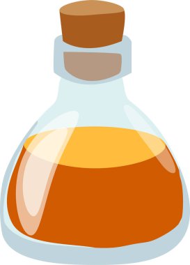 İlaçlı koni, iksir, yağ şişesi, vektör çizimi, beyaz arka planda izole