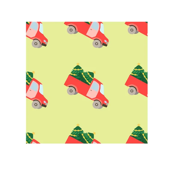 Patrón Sin Costuras Camión Con Árboles Navidad Sobre Fondo Claro — Foto de Stock