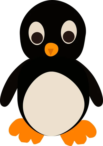 Pingvin Liten Unge Söt Teckning Vektor Illustration Isolat Vit Bakgrund — Stock vektor