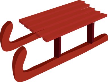 Kahverengi büyük ahşap kızak, vektör illüstrasyonu, beyaz arkaplanda izole