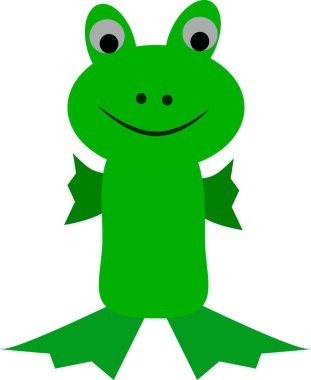 yeşil kurbağa, çocuklar için DIY, vektör illüstrasyonu, beyaz arka planda izole