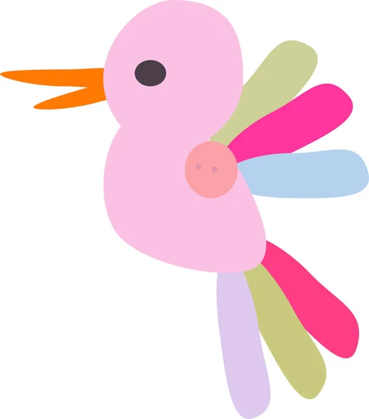 Pestrobarevné Textilní Pták Dětské Papírenské Řemesla Vektorová Kresba Izolovat Bílém — Stockový vektor