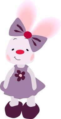 Güzel elbiseli bir tavşan, vektör çizimi, beyaz arka planda izole edilmiş.