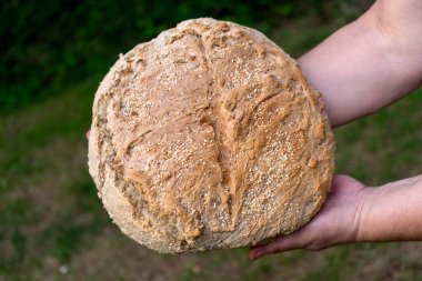 Susamlı ev yapımı lezzetli köy ekmeği. 