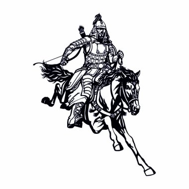 Khan Moğol göçebe atı ve sürüsü