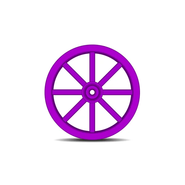 影で紫のデザインでヴィンテージの木製の車輪 — ストックベクタ