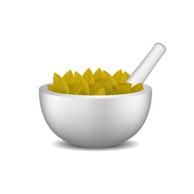 Harç gümüş havaneli ve kahverengi yaprakları ile