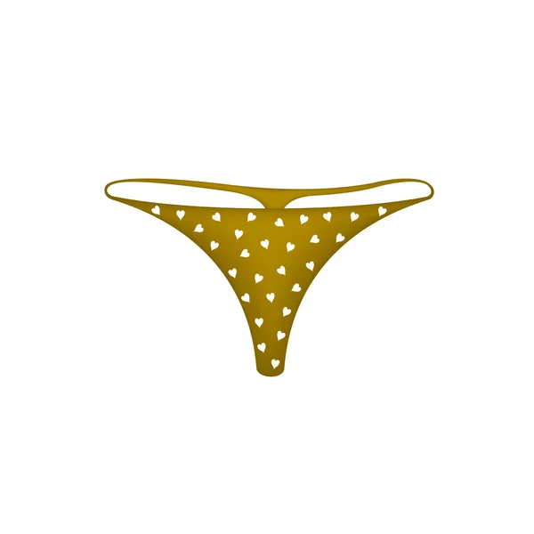 Mutandine da donna in design marrone con cuori bianchi — Vettoriale Stock