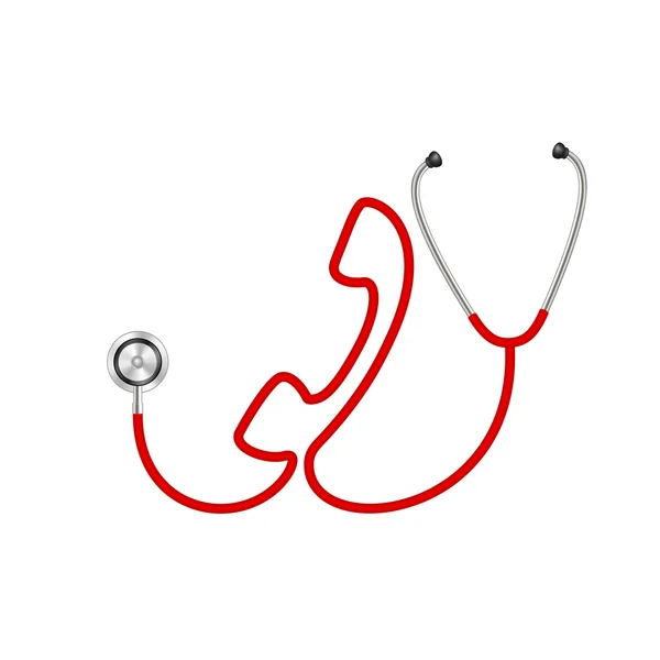 Stethoscope in shape of telephone in red design — Stock Vector