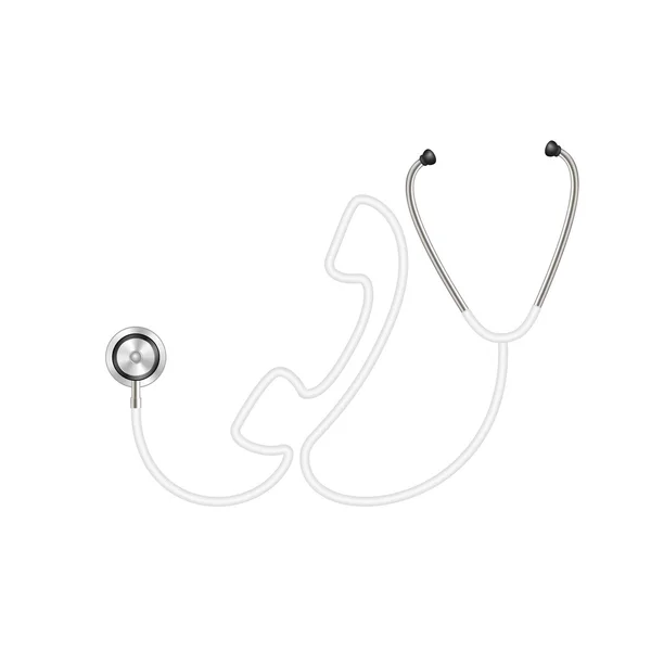 Stetoskop w kształcie telefonu w białe wnętrza — Wektor stockowy