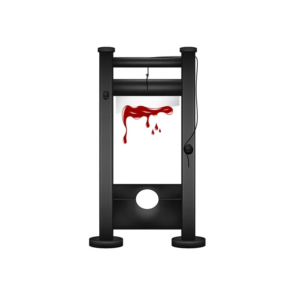 Guillotine in black design with bloody blade — Stock Vector