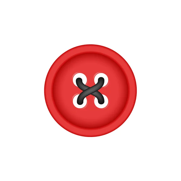 Кнопка для шитья в красном исполнении с ниткой — стоковый вектор