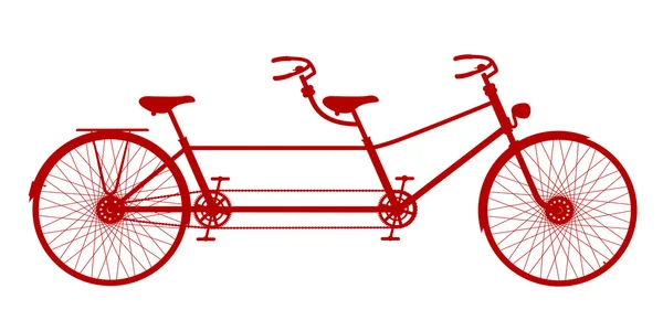 Bicicletta tandem retrò di design rosso — Vettoriale Stock