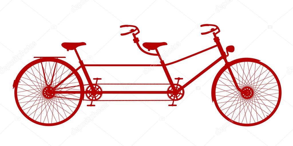 Retro tandem bicycle in red design