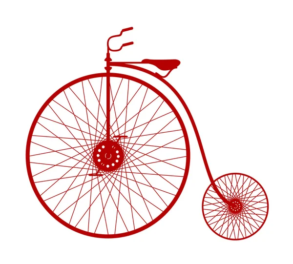 Silhouette of vintage bicycle in red design — Stock Vector