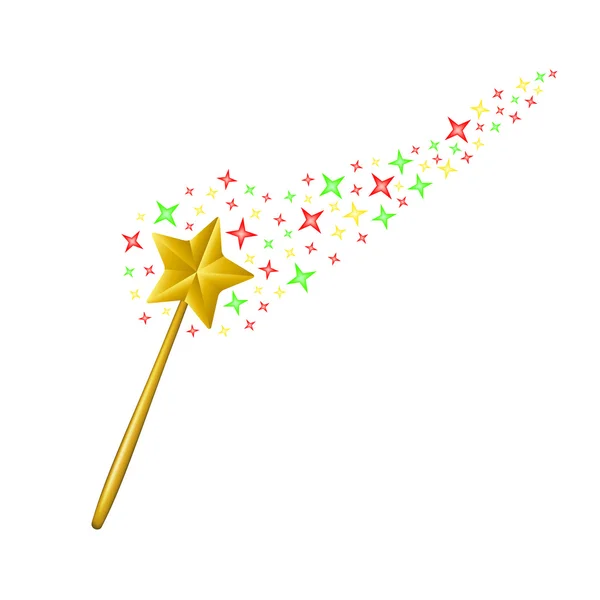 Magic wand with stream of stars — Stock Vector