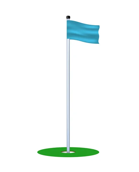 Agujero de golf con bandera azul — Vector de stock