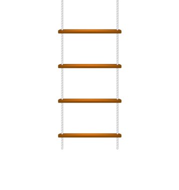 Wooden rope ladder with white rope clipart