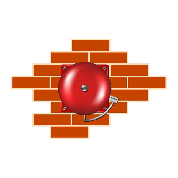 Retro alarm on the brick wall — Stock Vector