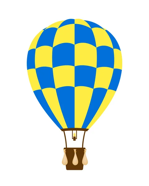 Balão de ar quente em design azul e amarelo — Vetor de Stock