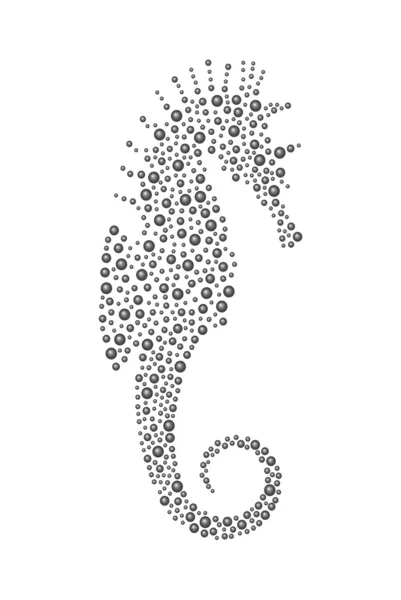 Seahorse made of dark balls — Stock Vector